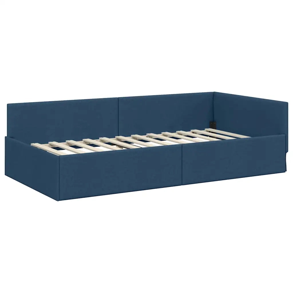 Cornice del letto ad angolo Blu 90 cm x 190 cm Tessuto 42016042