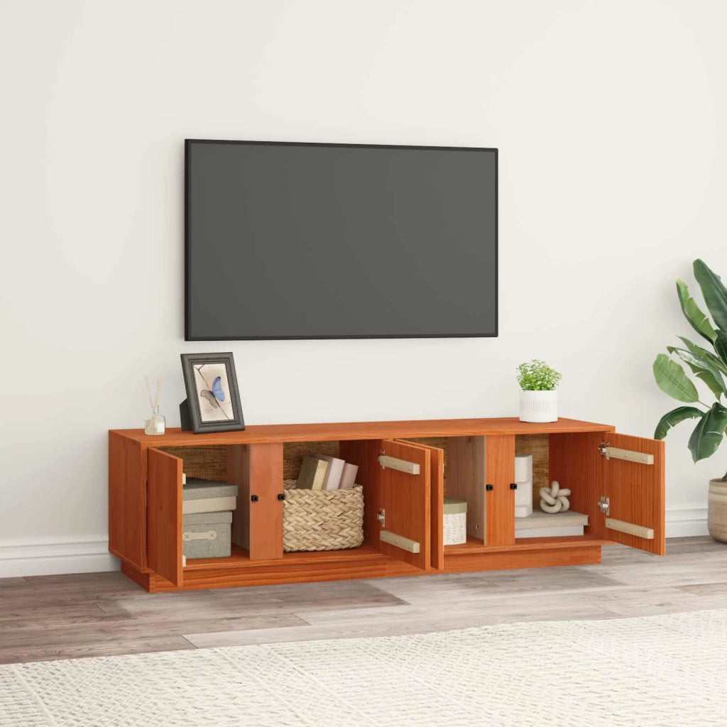 Mobile TV-Credenza per TV Marrone Cera 140 x 40 x 40 cm Legno di pino massiccio