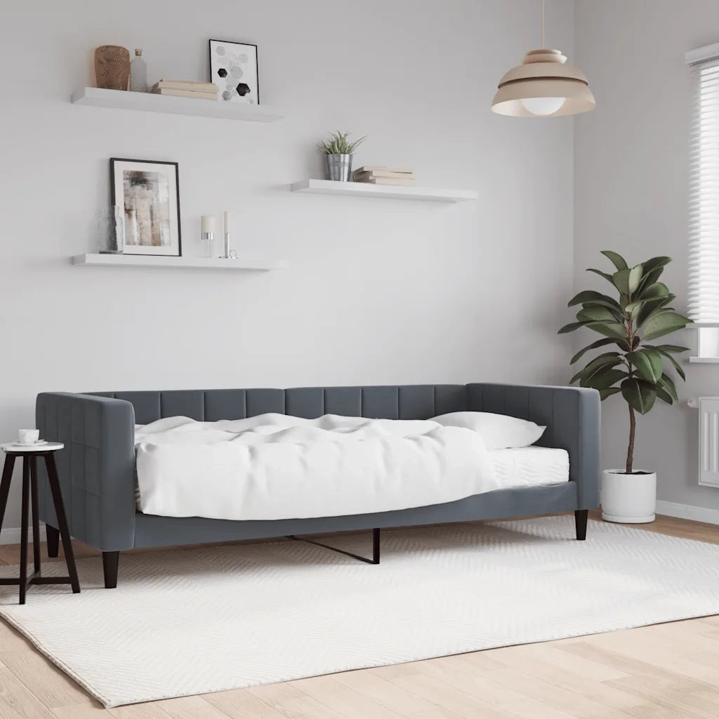 Divano Letto con Materasso-Sofa Letto-Daybed Grigio Scuro 80x200 cm in Velluto 202801