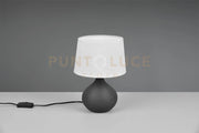 MARTIN LAMPADA DA TAVOLO BASE CERAMICA PERA MARRONE PARALUME SABBIA H. 29CM D. 20CM 1 LUCE ATTACCO E14