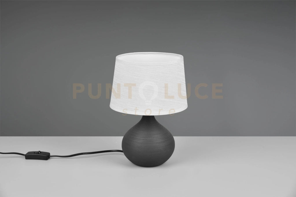 MARTIN LAMPADA DA TAVOLO BASE CERAMICA PERA MARRONE PARALUME SABBIA H. 29CM D. 20CM 1 LUCE ATTACCO E14