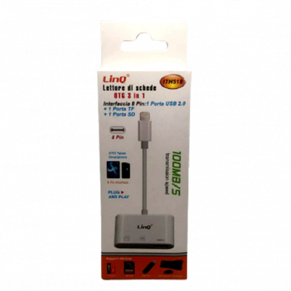 Trade Shop - Lettore Schede Memory Card Otg 3in1 Interfaccia Lightning A Micro-sd/tf/usb Ith518 -