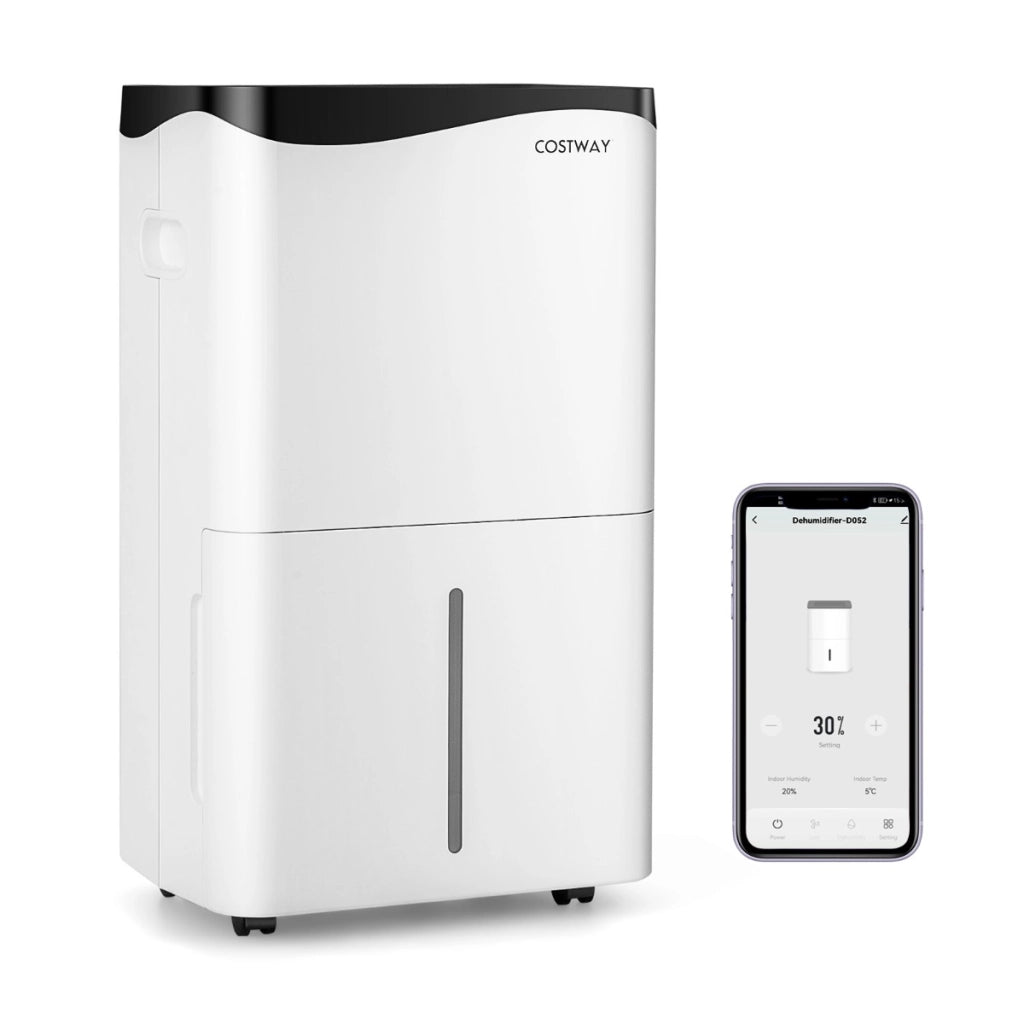 Deumidificatore per casa con 4 modalit¨¤ e 2 velocit¨¤, Deumidificatore con pannello touch e controllo da app Bianco