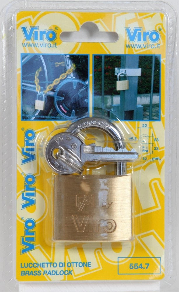 12pz viro bl art. 554.7 lucchetto rettangolare mm.40 cod:ferx.1942