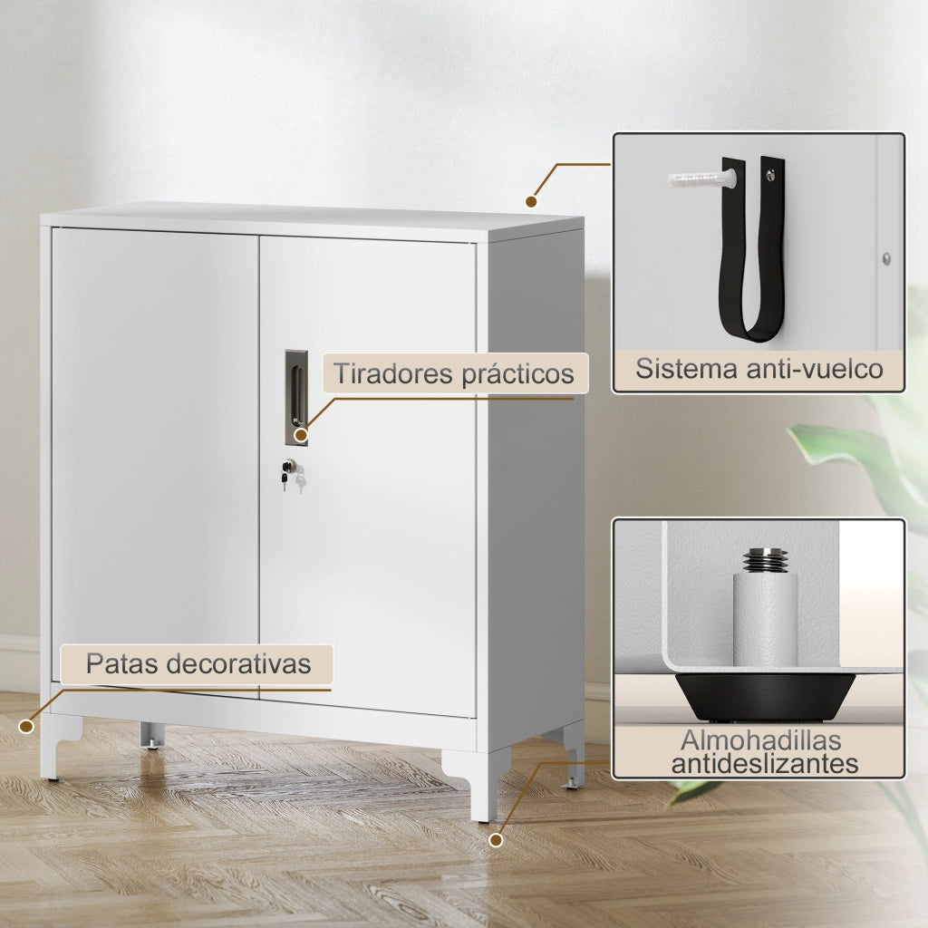 Armadio Metallo 2 Ante con Serratura ¨C Xylo ¨C Bianco 80x35x91cm