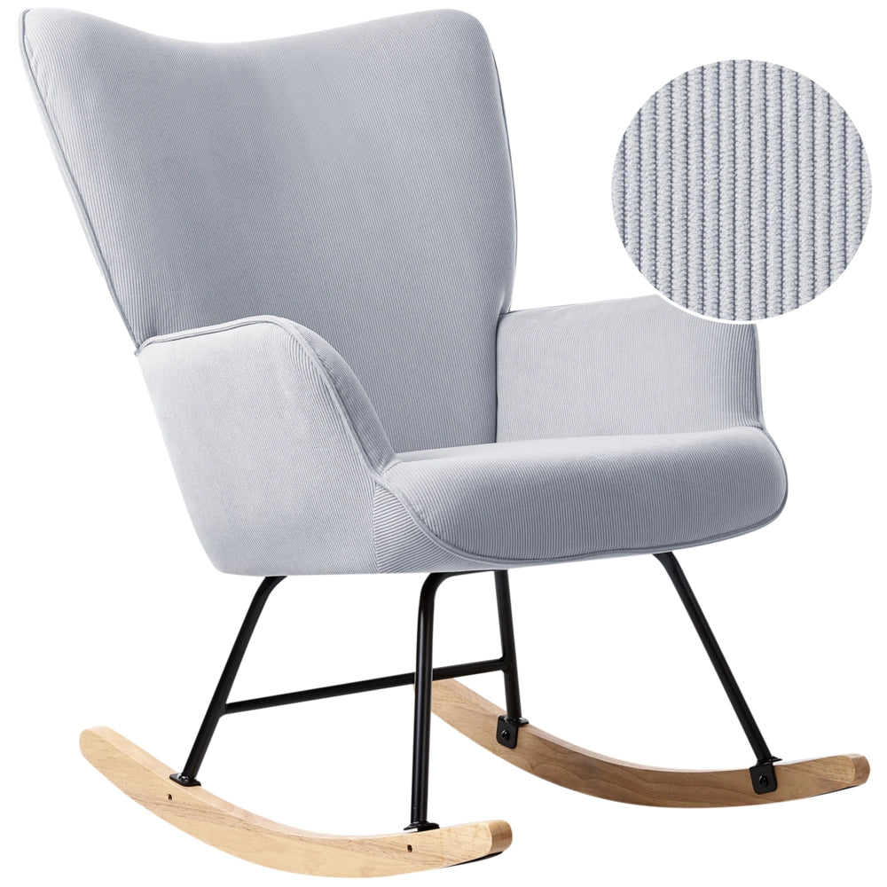 Poltrona a dondolo Azzurro Jumbo Corda Tappezzeria Metallo Gambe nere Confortevole Ampio schienale e braccioli Soggiorno Camera da letto