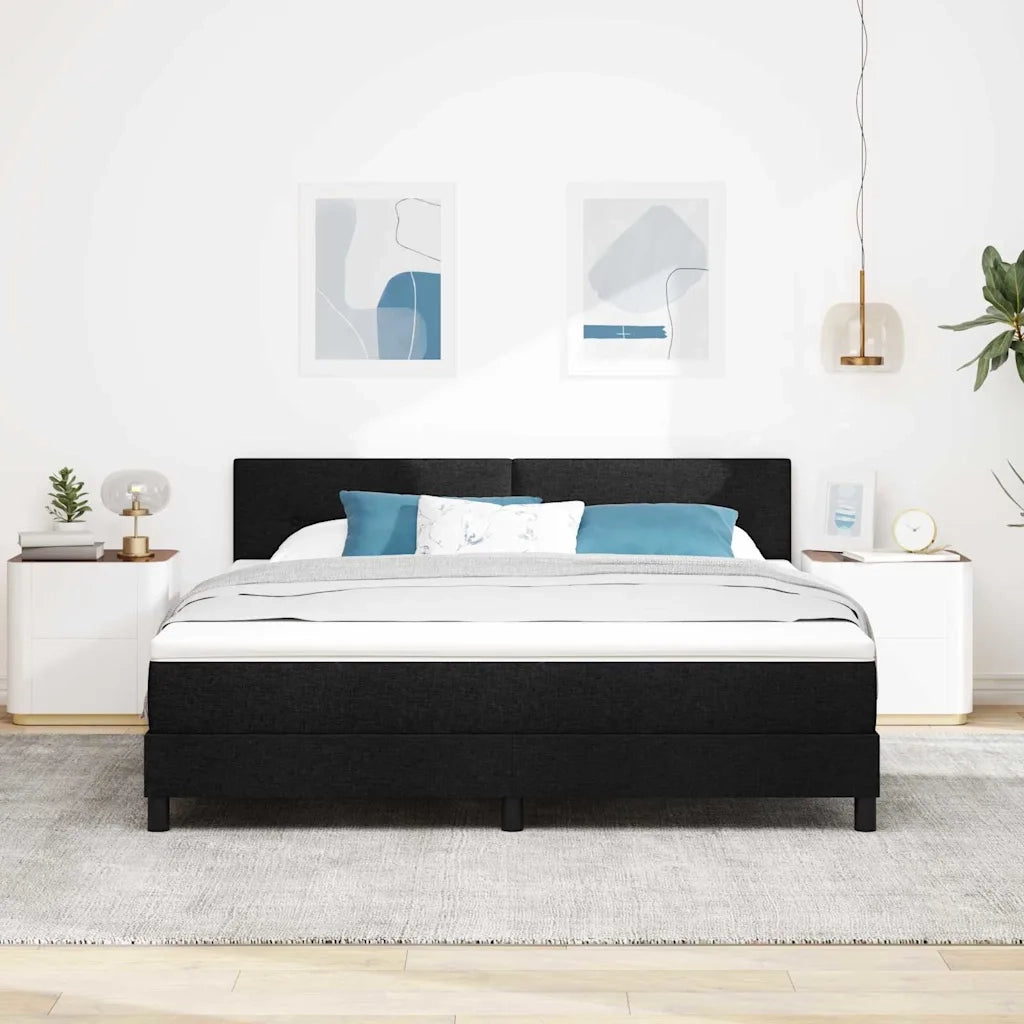Letto a molle con materasso con led Nero 180 x 200 cm Tessuto 3342228