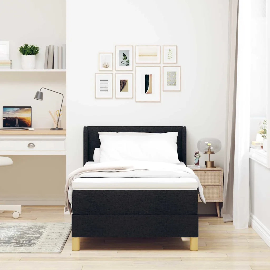 Letto a molle con materasso Nero 200 x 100 cm Tessuto 3341281