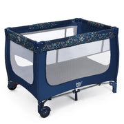 Box portatile per bambini con design pieghevole e 2 ruote, Centro attivit¨¤ resistente e durevole 125x65x76cm Blu