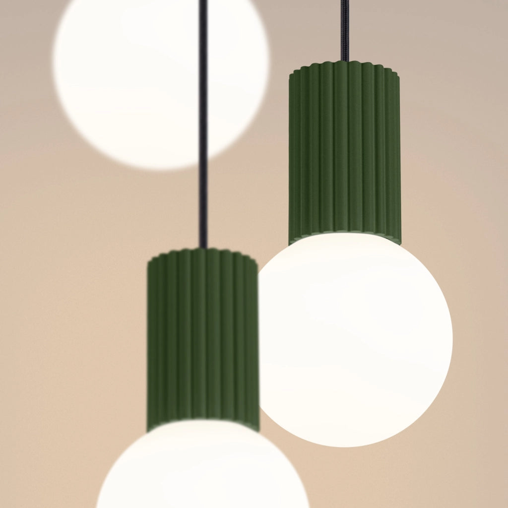 Lampada a sospensione HALO 3P verde oliva