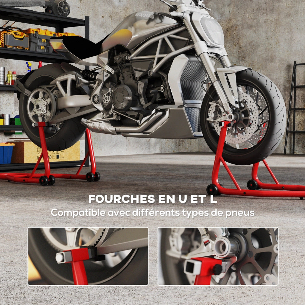 Cavalletto Moto Posteriore ¨C Zephmum ¨C Rosso, 150 kg, Forcelle Regolabili