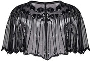 Cappotto da sera/cape con pailletten - stile flapper - lunghezza 45cm - tessuto polyester