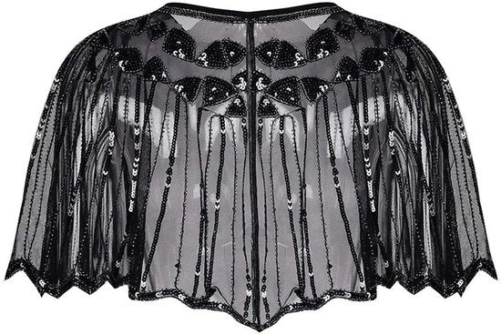 Cappotto da sera/cape con pailletten - stile flapper - lunghezza 45cm - tessuto polyester