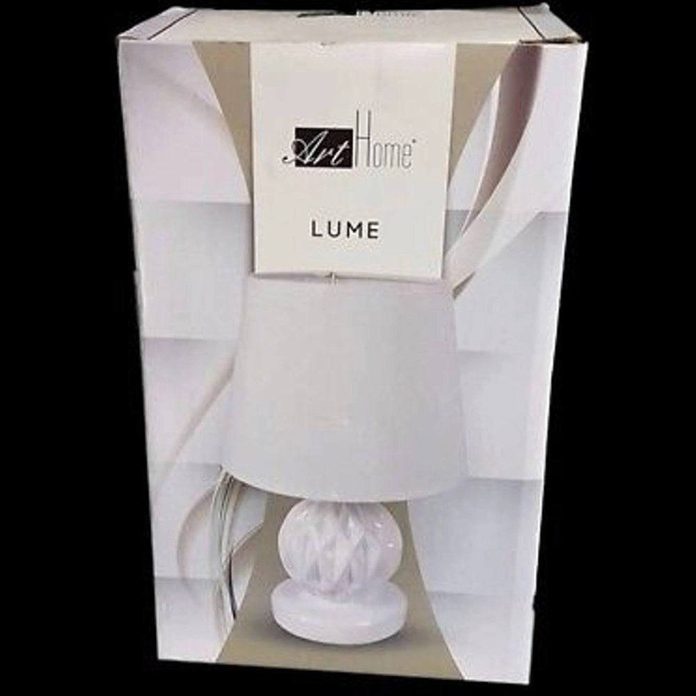 Trade Shop - Lampada Abat Jour Lume Rombi Comodino Comò Luce Bianca E Moderna Misure 30x20cm -