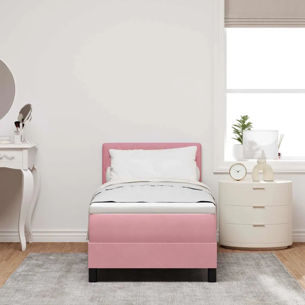 Letto a molle con materasso Rosa 80 x 200 cm Velluto 3339073