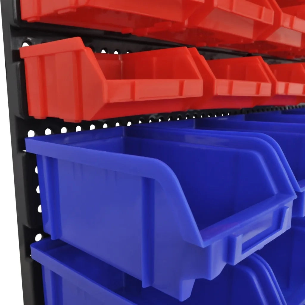 Contenitore Plastica per Garage da Parete Set 30 pz Blu e Rosso CFW4036085