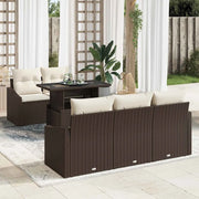 Set Divano da Giardino 6 pcs Marrone e crema polyrattan