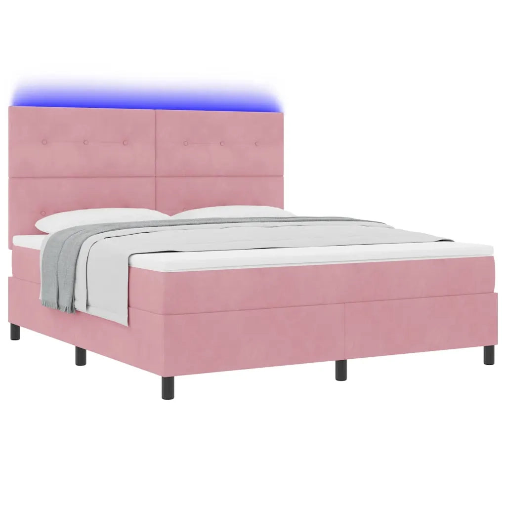 Letto a Sorgente LED con materasso Rosa 180 x 200 cm Velluto 3343333