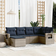 Set Divani da Giardino 6 pz con Cuscini Grigio in Polyrattan 3220460