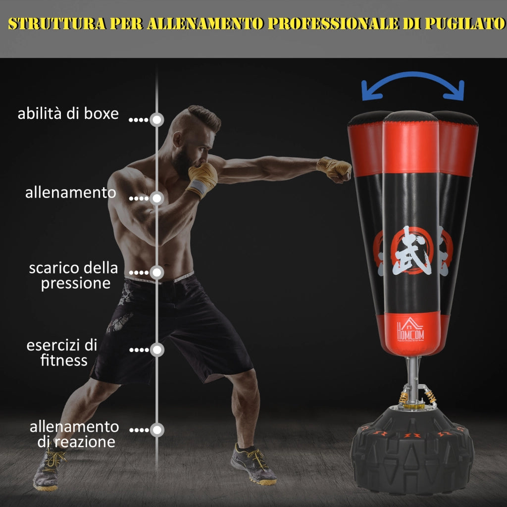 Sacco da Boxe da Terra 180 cm con Ventose ¨C Zephmum ¨C Nero e Rosso