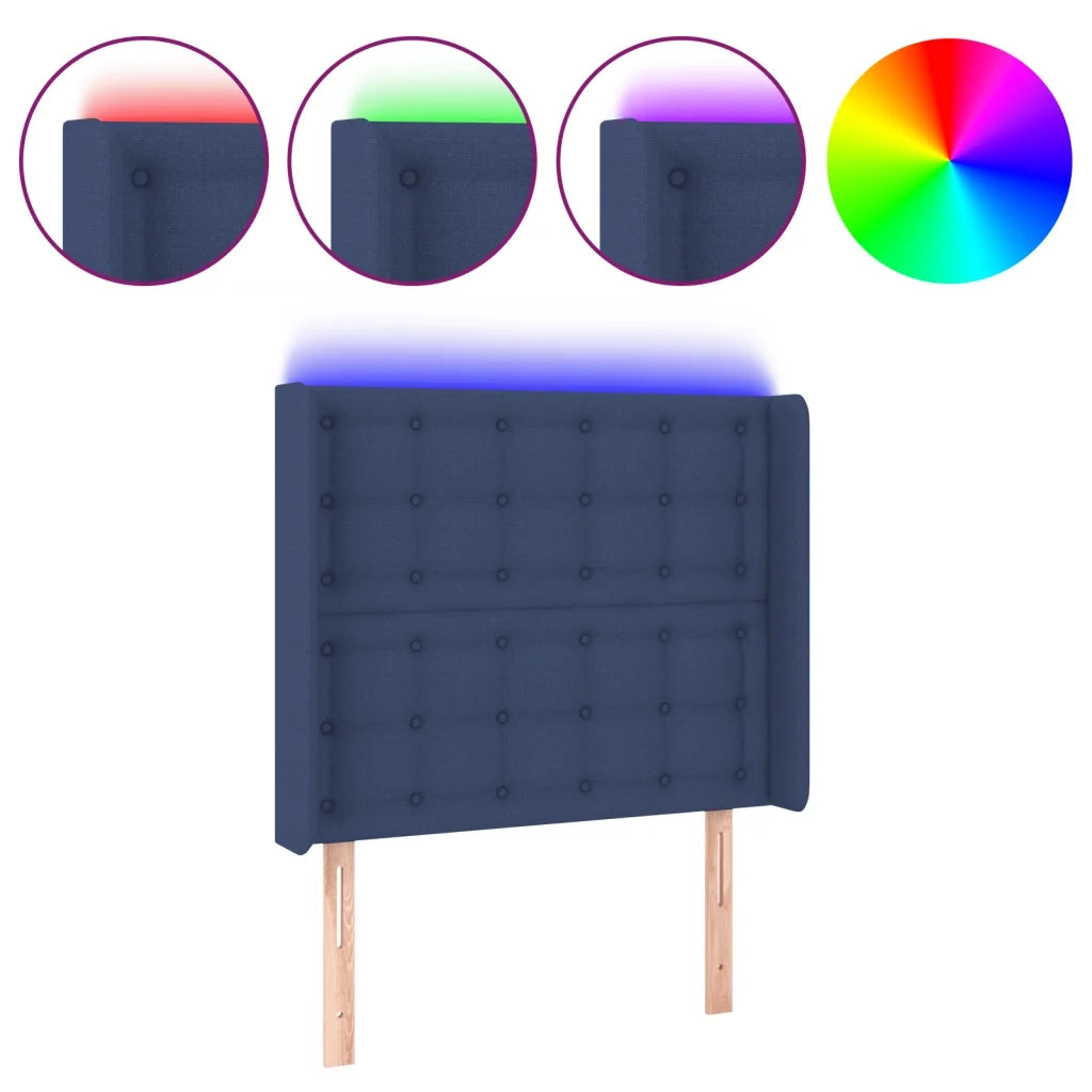 Testiera a LED-Testata con LED Blu 93x16x118/128 cm in Tessuto 513547