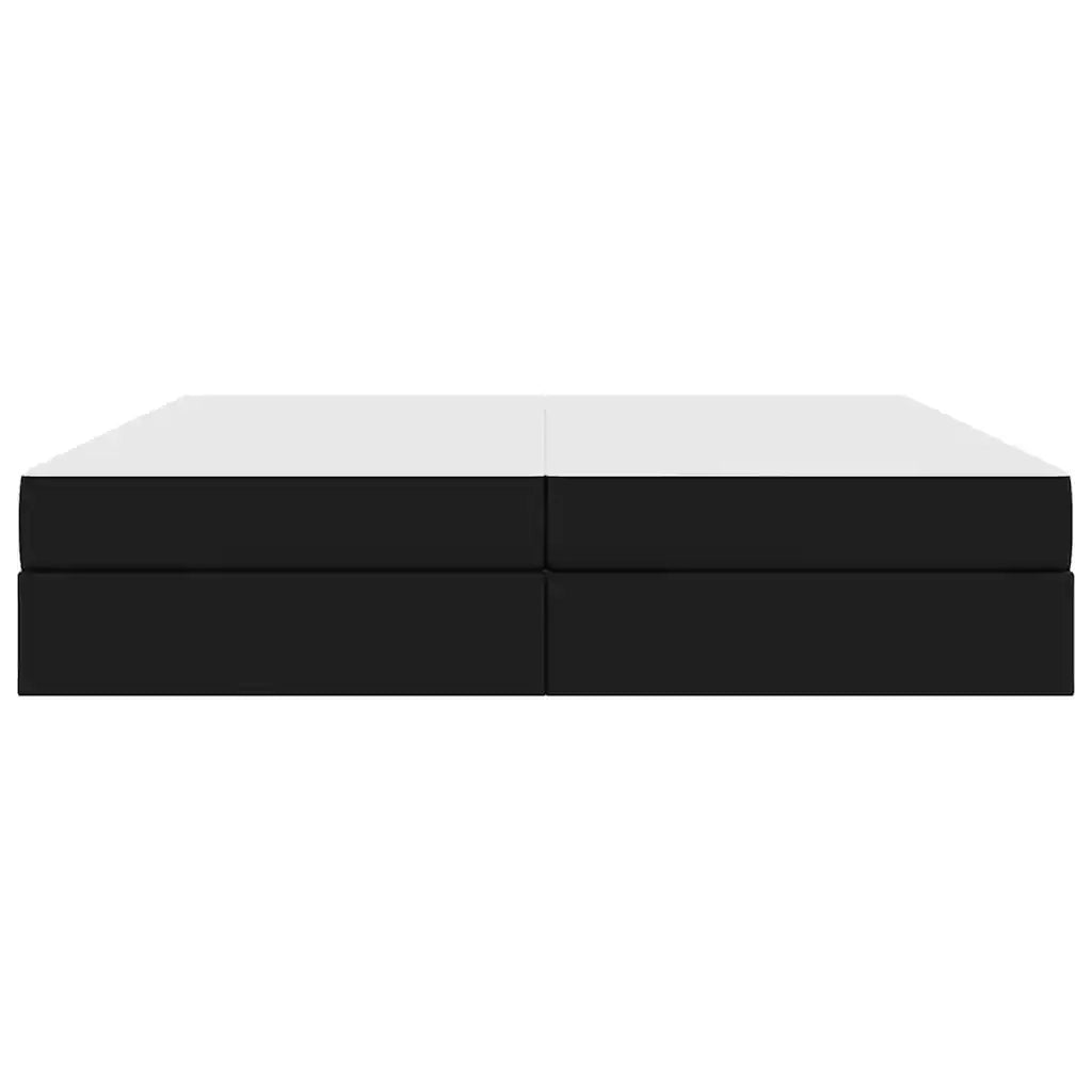 Letto con contenitore e materasso 2 pcs Nero Pelle