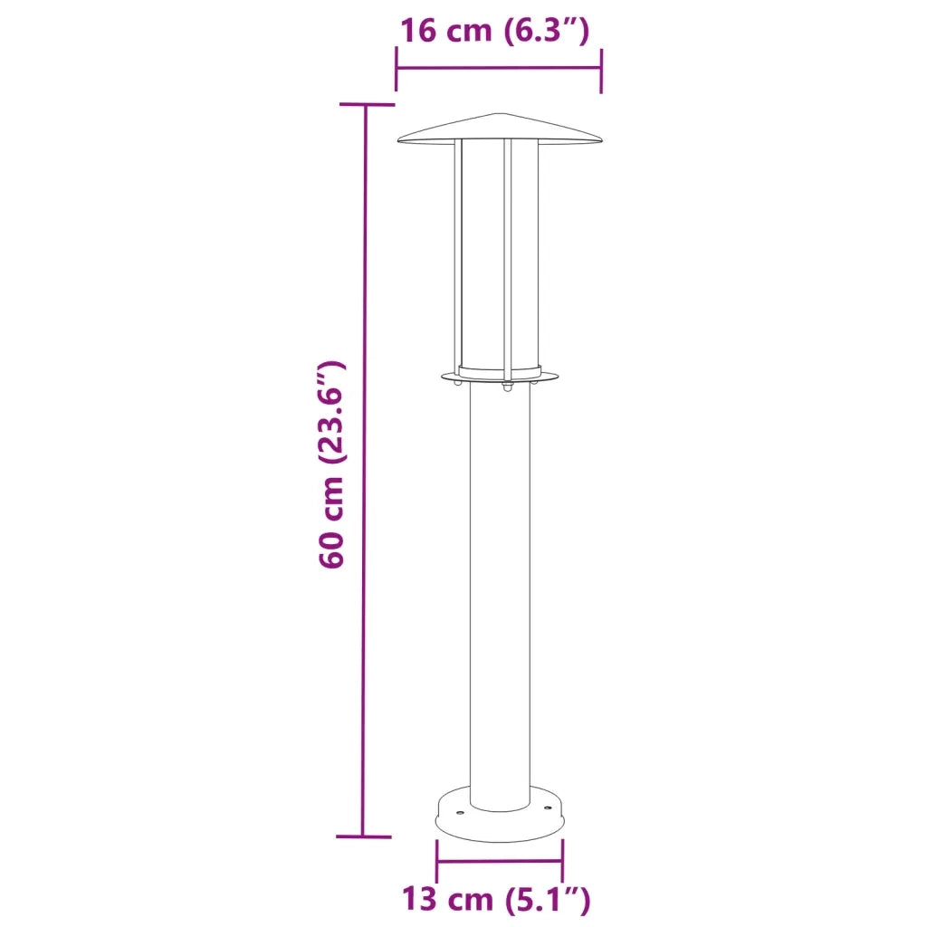 Lampada da Terra per Esterni Argento 60 cm in Acciaio Inox 4006349