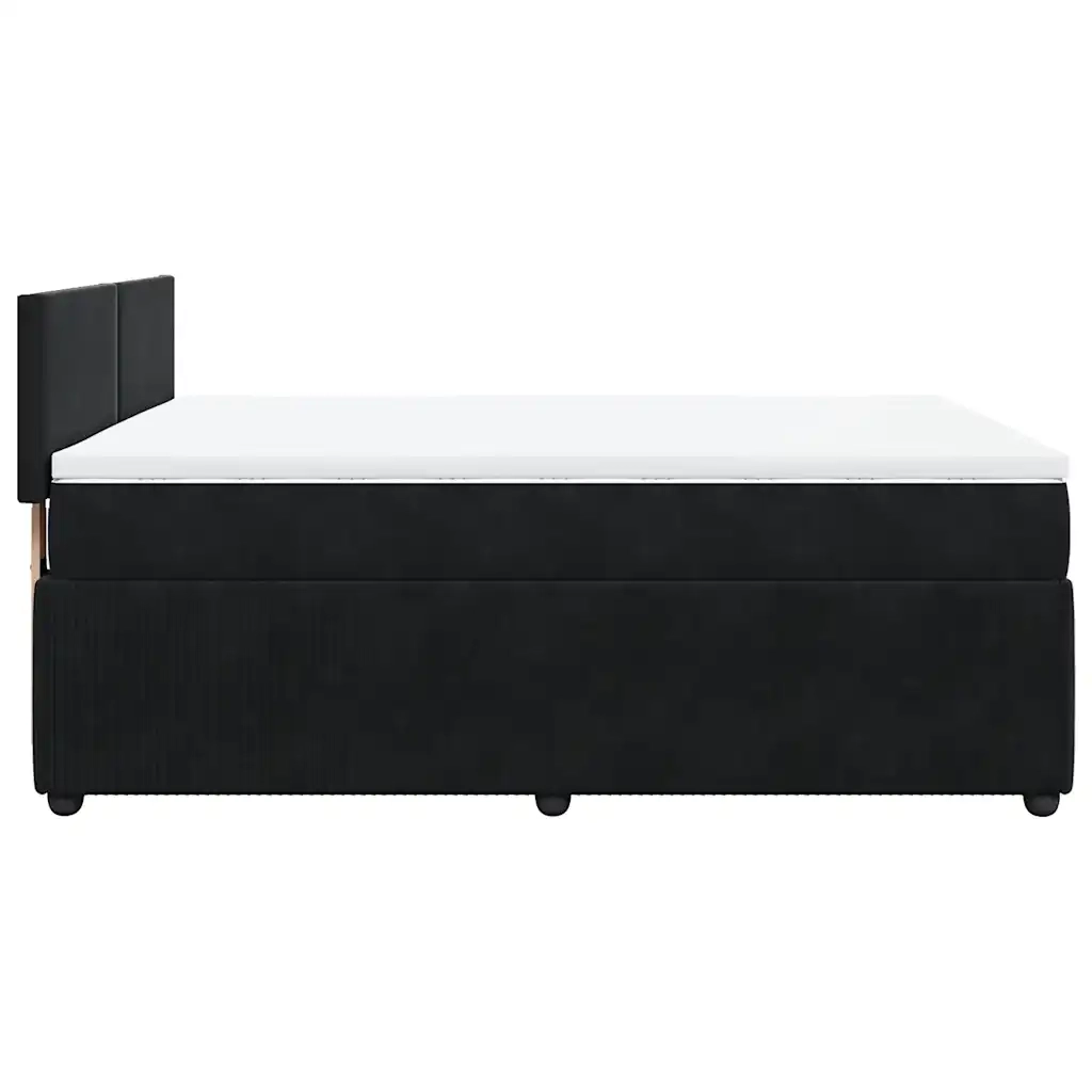 Giroletto a Molle con Materasso Nero 140x200 cm in Velluto 3290054