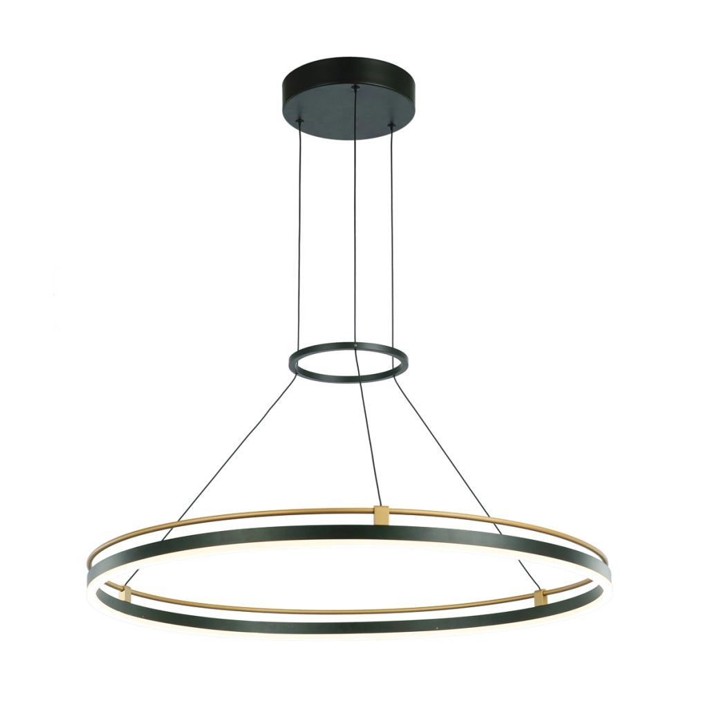 Sospensione LED rotonda nero oro 28W Merlot Italux