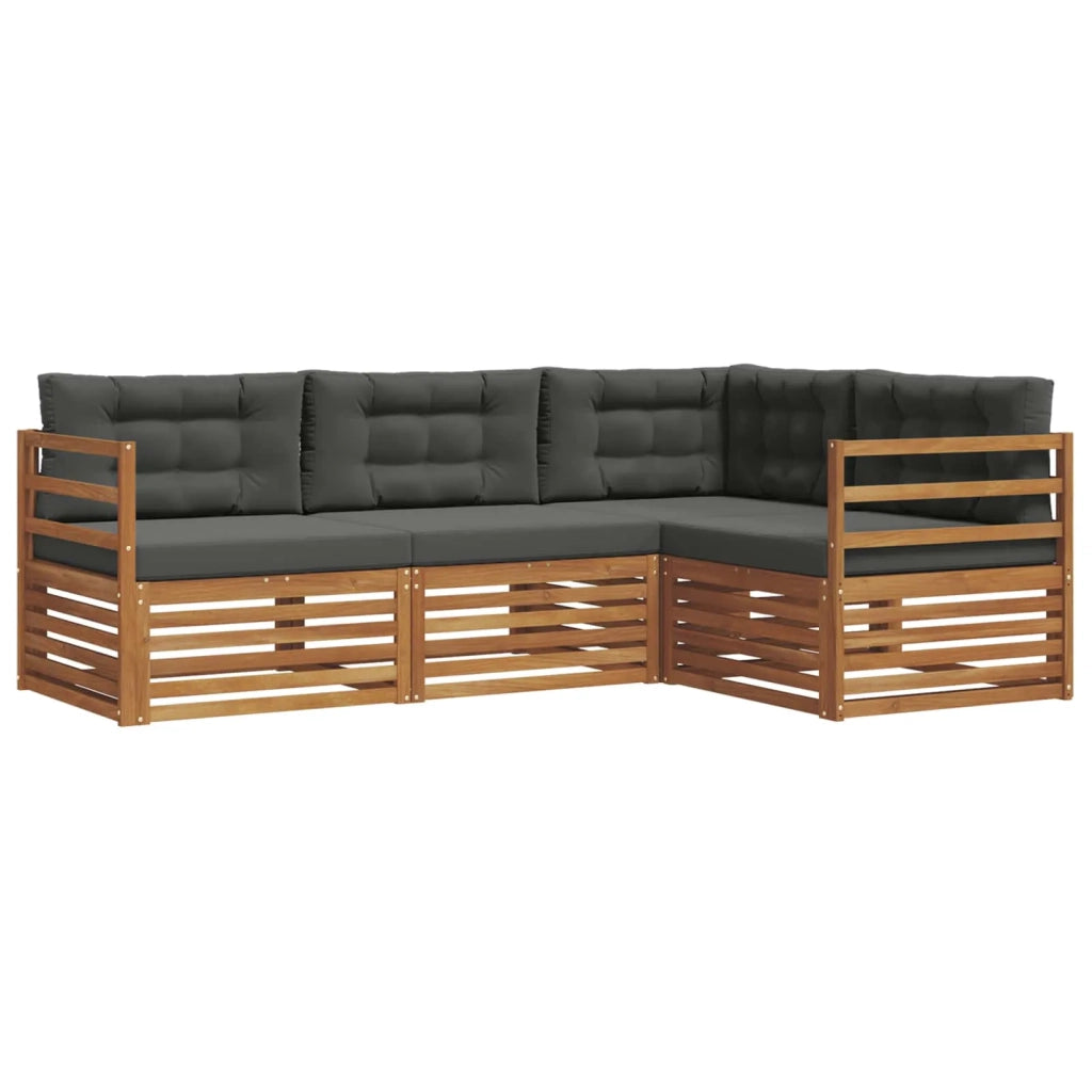 Set di divani da esterno con cuscino 4 pcs Naturale e Antracite 3373362