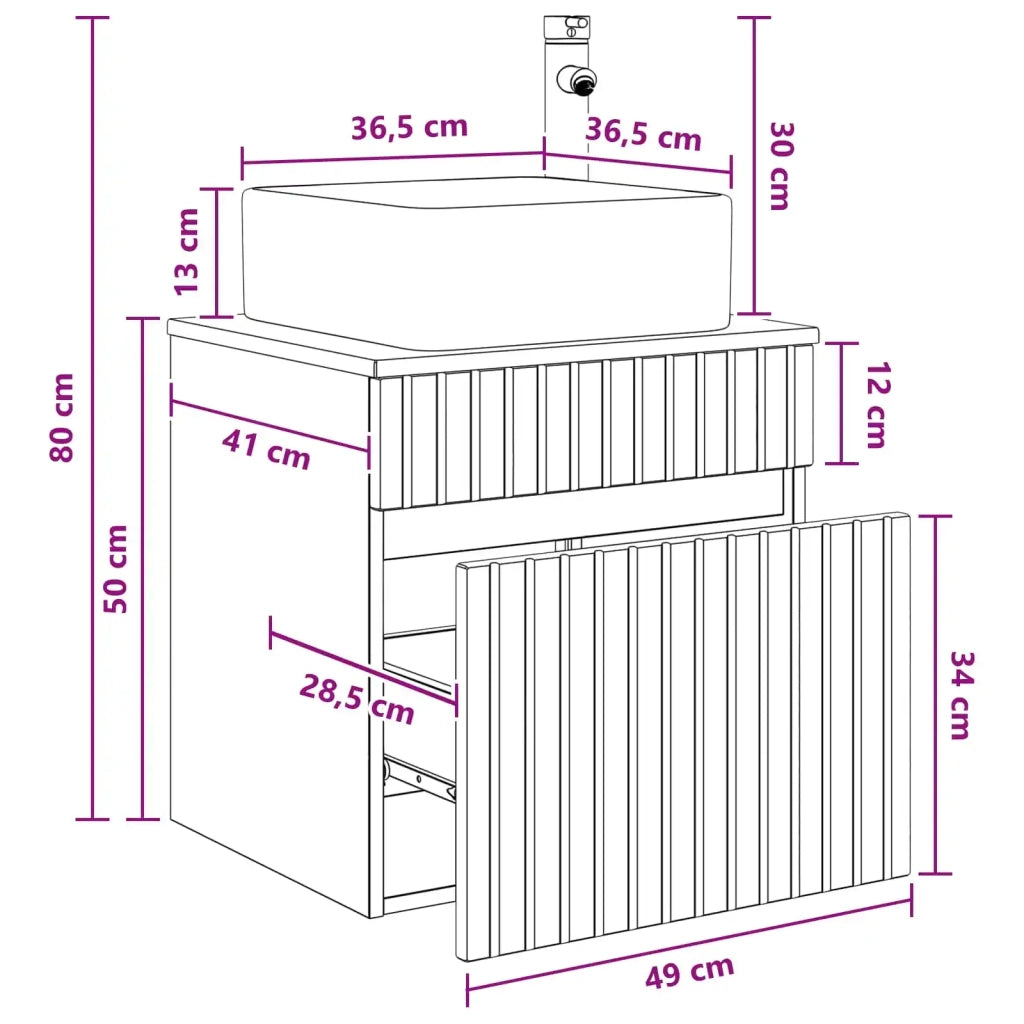 Mobile Lavabo | Armadio Lavabo da parete Grigio Cemento 49 x 41 x 63 cm