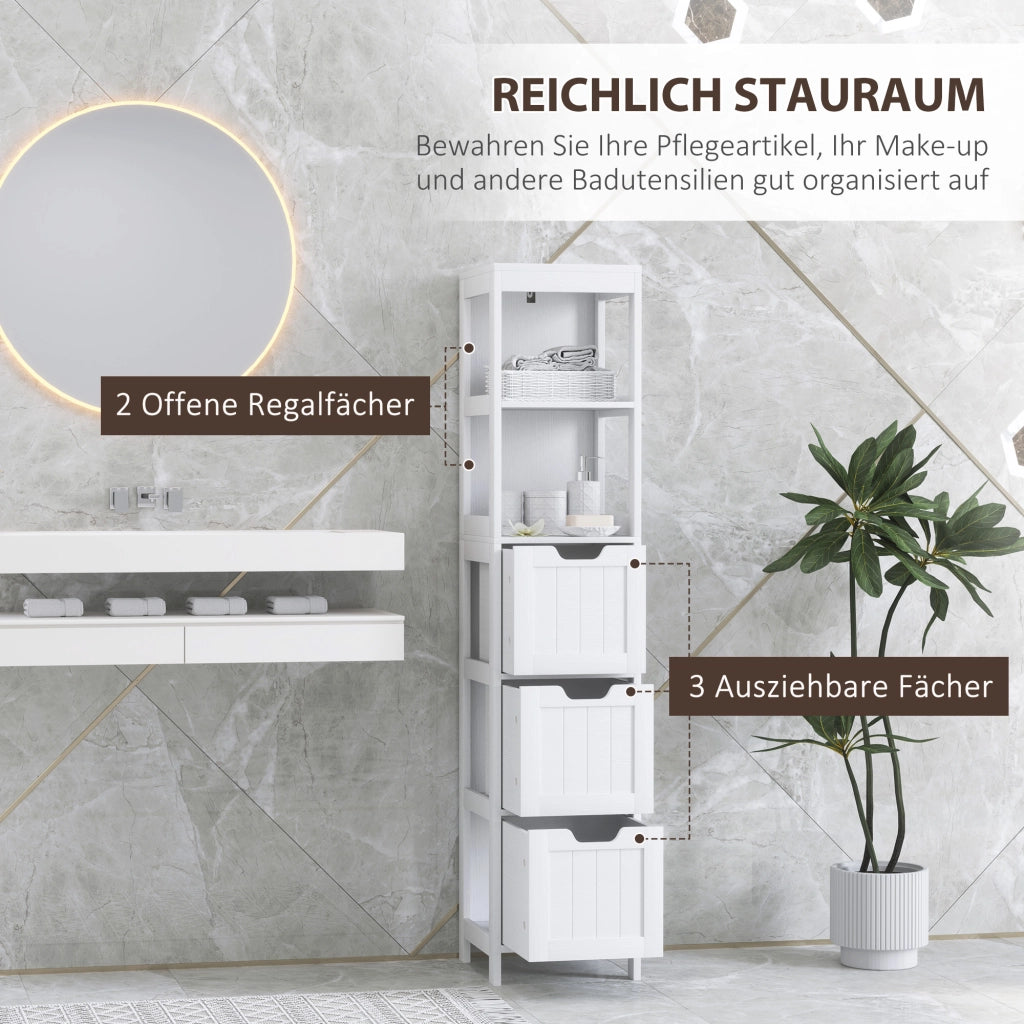 Mobile da Bagno con 2 Ripiani e 3 Cassetti ¨C Zephmum ¨C Bianco