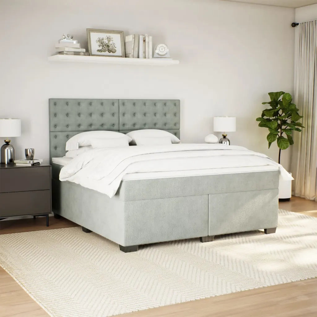 Giroletto a Molle con Materasso Grigio Chiaro 180x200cm Velluto 3290990