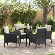 Set da Pranzo per Giardino con cuscino 5 pcs Nero polyrattan