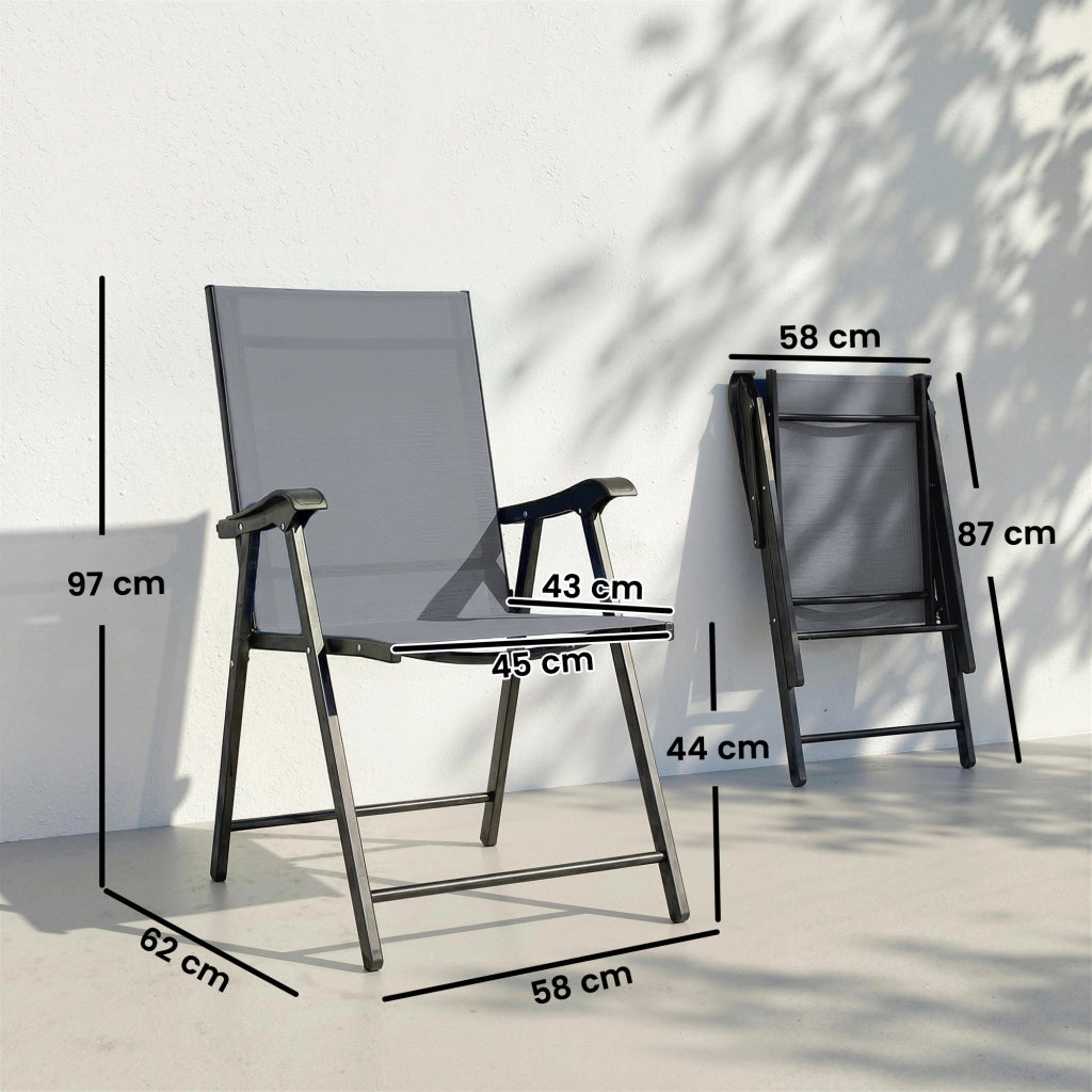 Set di 2 Sedie Pieghevoli con Schienale e Braccioli ¨C Minimal ¨C Grigio Chiaro