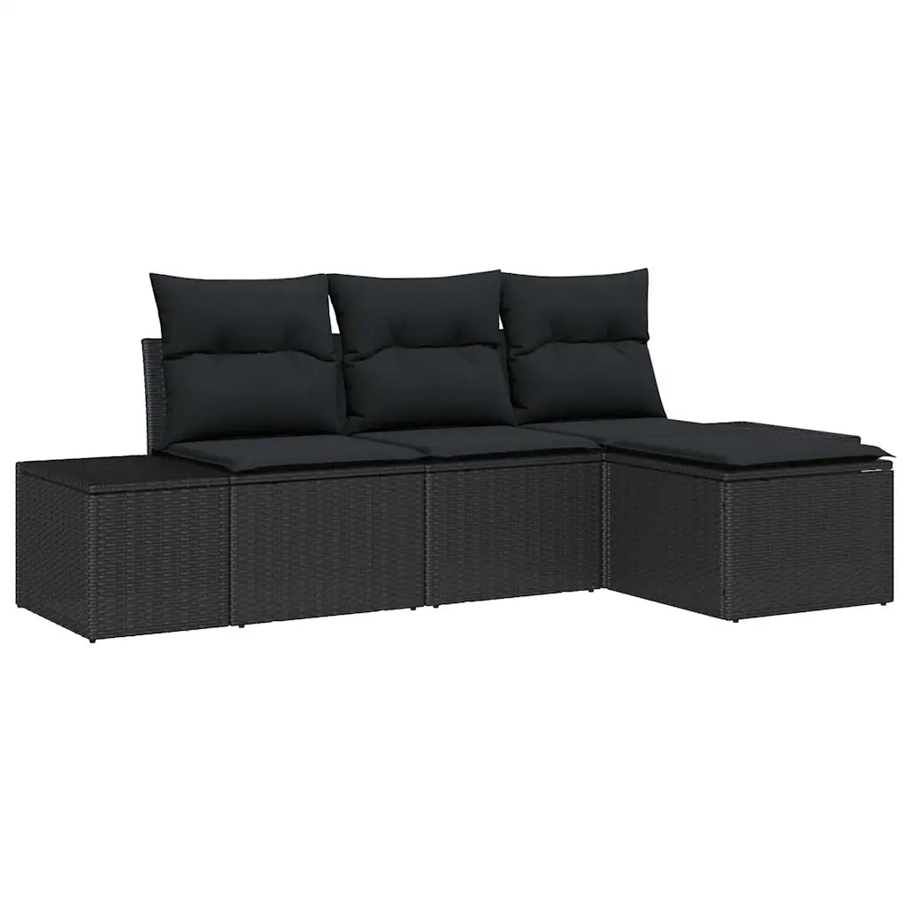 Set Divano da Giardino con cuscino con archiviazione 4 pcs Nero 3355682