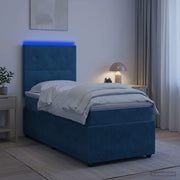 Letto Box Spring LED con Materasso Blu 80 x 200 cm Velluto 3455961