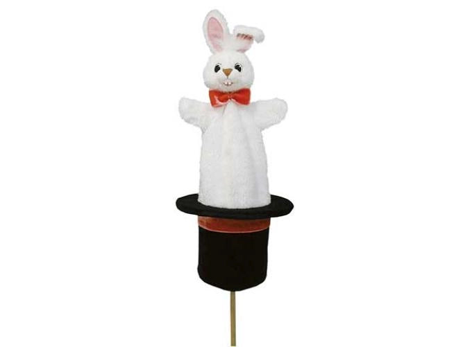 Bass & Bass - Pop up Hand Puppet Bunny in Magician Hat - Made in Europe - Vintage Toy