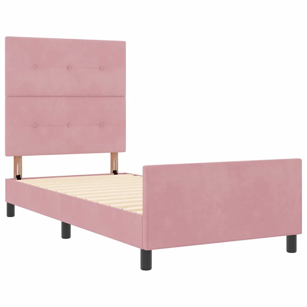 Letto a molle con testiera Rosa 90 x 190 cm Velluto 3344914