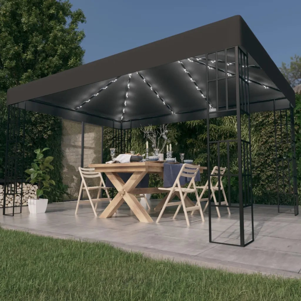 Gazebo con Stringa di Luci LED 3x4 m Antracite 3070323
