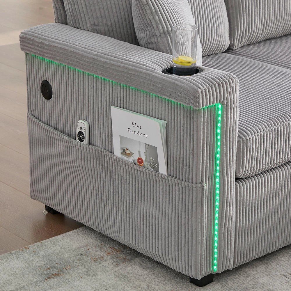 Divano 2 posti ciniglia ergonomico - Xylo - Regolabile, gambe metalliche, stabile