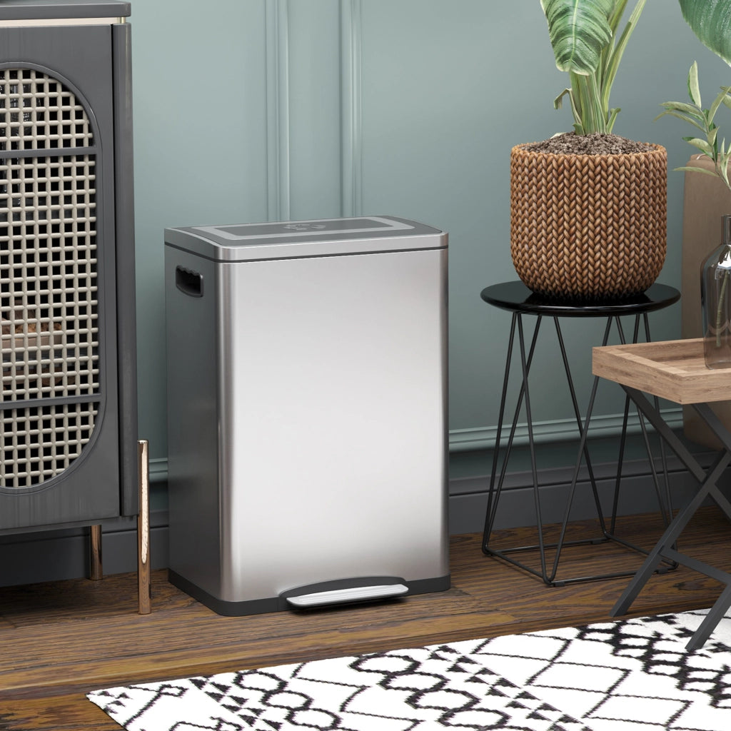 Bidoni per Rifiuti ¨C Minimal ¨C Acciaio Inox, 40 L, Argento