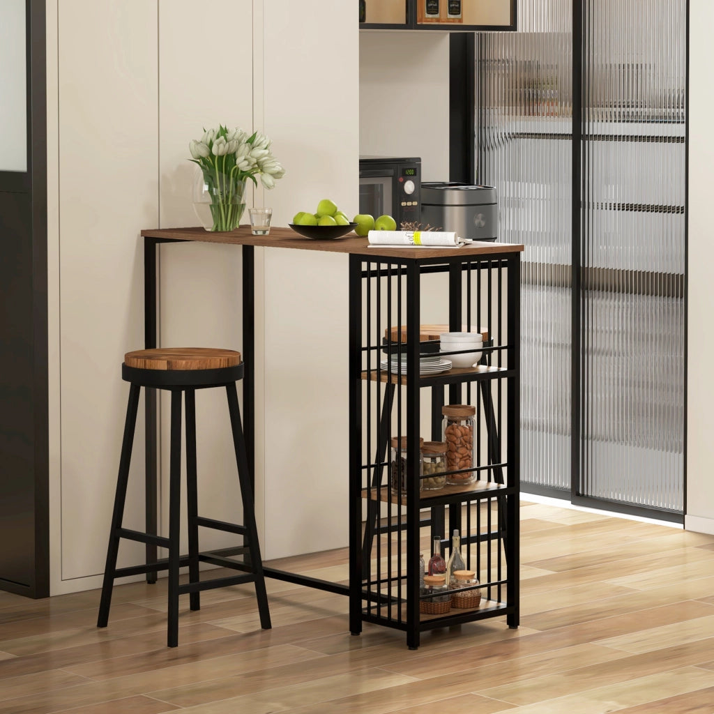 Tavolo da cucina con ripiani ¨C zephmum ¨C 120x40x105 cm, nero e marrone