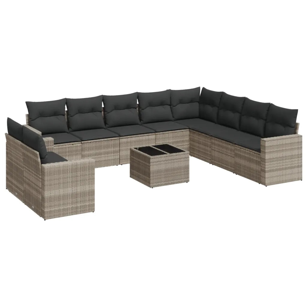 Set Divani da Giardino 11 pz con Cuscini in Polyrattan Grigio