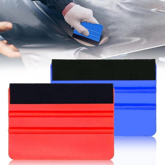 Folie rakel con bordo morbido per auto wrapping - Set a 2 pezzi - Blu e rosso