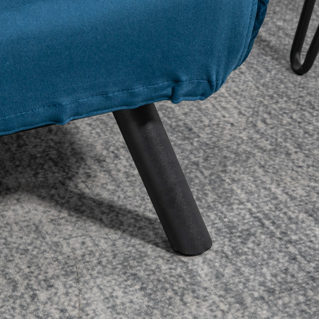 Divano letto 2 posti con schienale regolabile e cuscini ¨C Minimal ¨C blu velluto