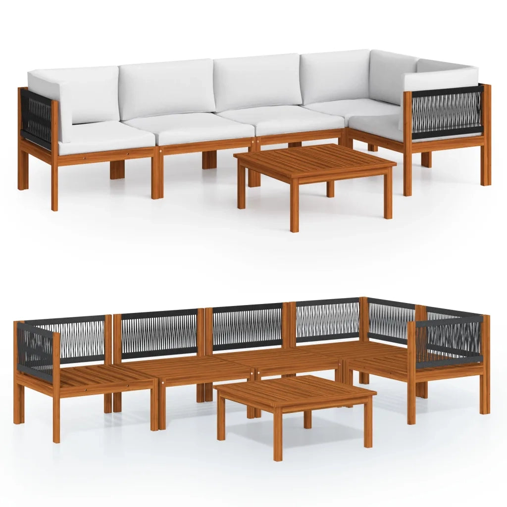 Set da giardino 6 pezzi con cuscini crema 63x63 cm