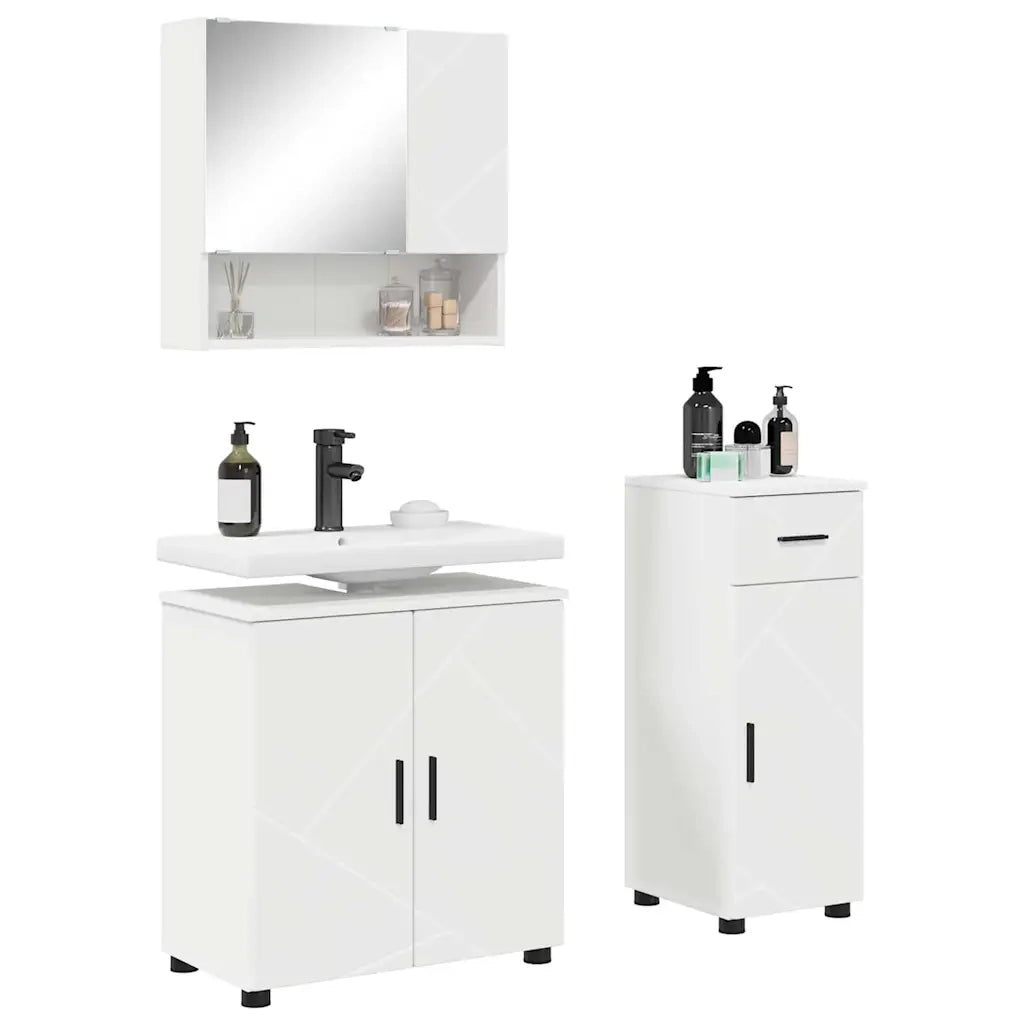 Set di mobili per il bagno con cassetto con porta 3 pcs Bianco 3392953