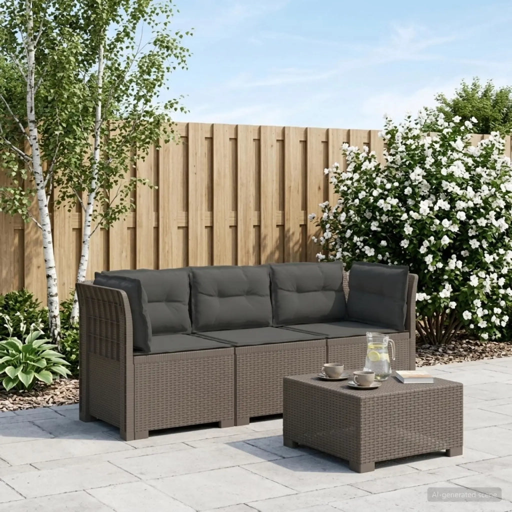 Divano da giardino 3 posti con cuscini in look rattan PP 3443847