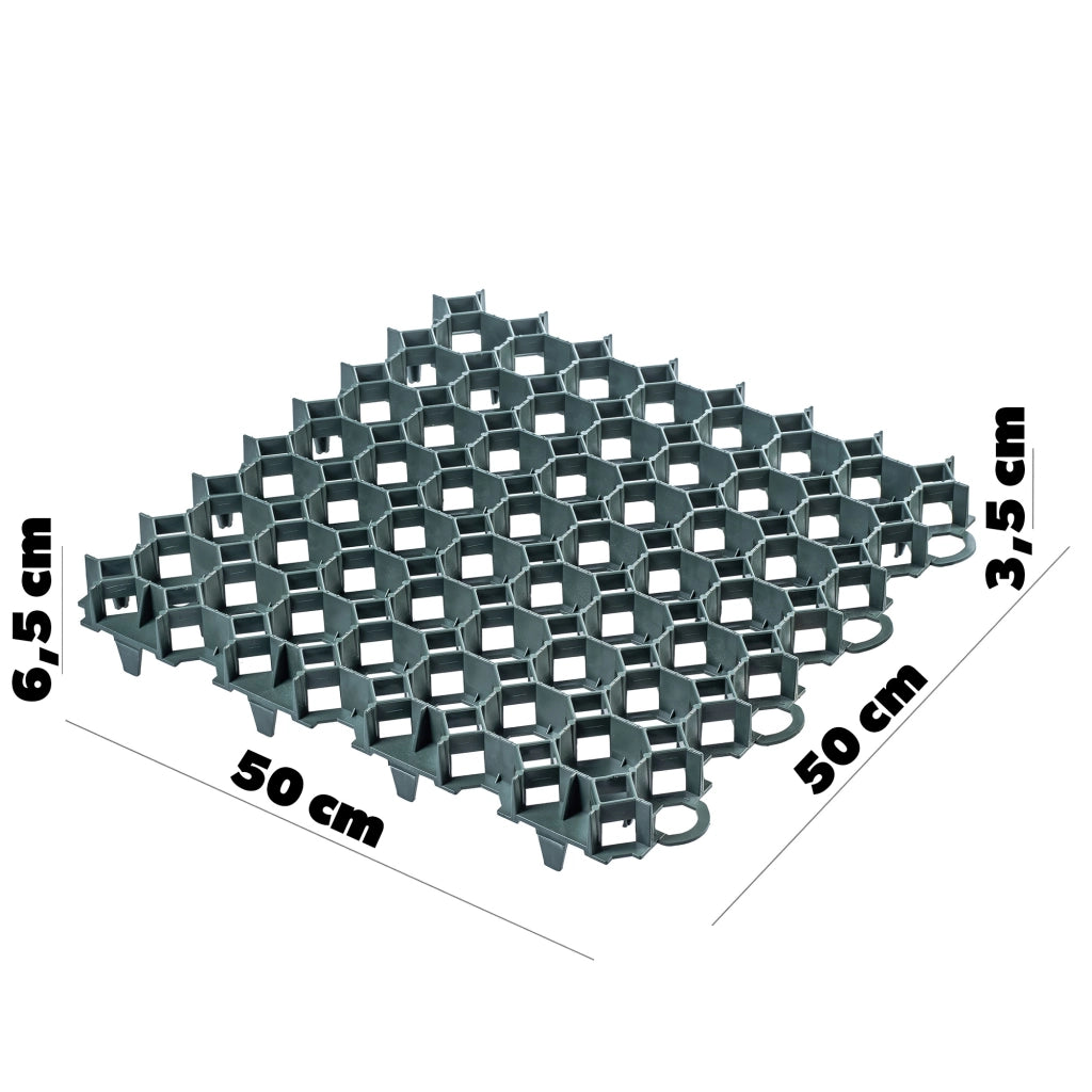 Griglia di protezione per prato KADAX Geogrid 50x50x3,5 cm, 24 pezzi, giardino, 530 tonnellate/m²